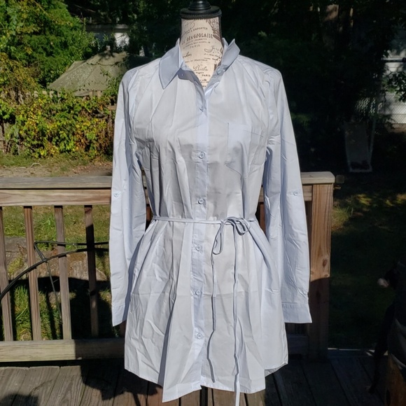 Long sleeved shirt dress with pockets - Picture 2 of 3
